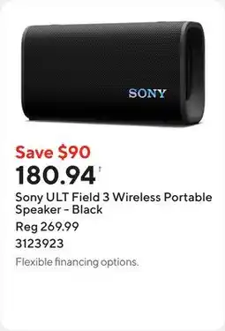 Staples Sony ULT Field 3 Wireless Portable Speaker - Black offer