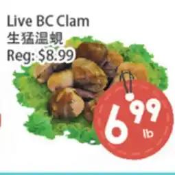 Fresh Palace Supermarket Live BC Clam offer