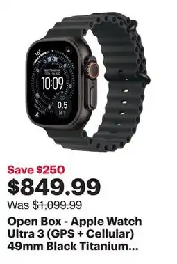 Best Buy Open Box - Apple Watch Ultra 3 (GPS + Cellular) 49mm Black Titanium Case with Black Ocean Band offer
