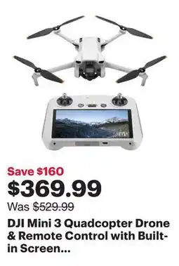 Best Buy DJI Mini 3 Quadcopter Drone & Remote Control with Built-in Screen (DJI RC) - Grey offer