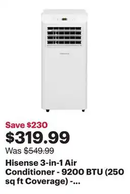 Best Buy Hisense 3-in-1 Air Conditioner - 9200 BTU (250 sq ft Coverage) - 50dB, Remote - White offer
