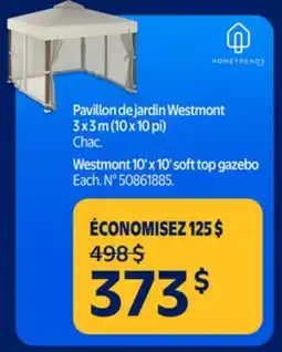 Walmart Westmont 10' x 10' soft stop gazebo offer