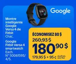Walmart Google Fitbit Versa 4 smartwatch offer