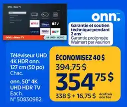 Walmart onn. 50 4K UHD HDR TV offer