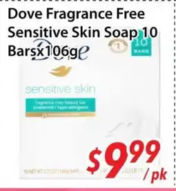 Bestco Food Mart Dove Fragrance Free Sensitive Skin Soap 10 Bars offer