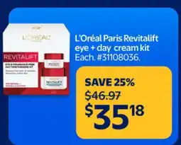 Walmart L'Oréal Paris Revitalift eye + day cream kit offer