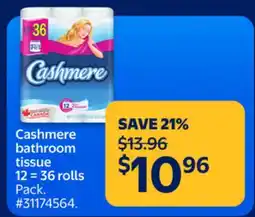 Walmart Cashmere bathroom tissue 12 = 36 rolls offer
