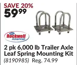 Princess Auto 2 pk 6,000 lb Trailer Axle Leaf Spring Mounting Kit offer