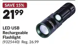 Princess Auto LED USB Rechargeable Flashlight offer