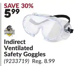 Princess Auto Indirect Ventilated Safety Goggles offer