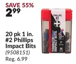 Princess Auto 20 pk 1 in. #2 Phillips Impact Bits offer
