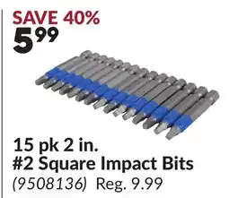 Princess Auto 15 pk 2 in. #2 Square Impact Bits offer