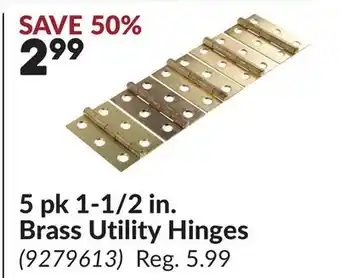 Princess Auto 5 pk 1-1/2 in. Brass Utility Hinges offer