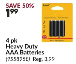 Princess Auto 4 pk Heavy Duty AAA Batteries offer