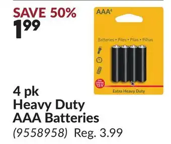 Princess Auto 4 pk Heavy Duty AAA Batteries offer