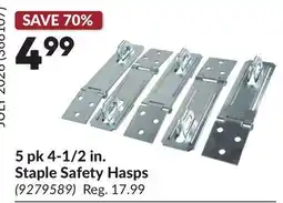 Princess Auto 5 pk 4-1/2 in. Staple Safety Hasps offer