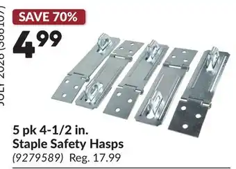 Princess Auto 5 pk 4-1/2 in. Staple Safety Hasps offer