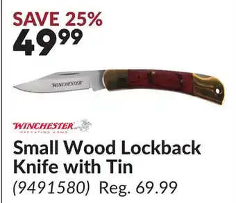 Princess Auto Small Wood Lockback Knife with Tin offer