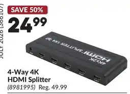 Princess Auto 4-Way 4K HDMI Splitter offer