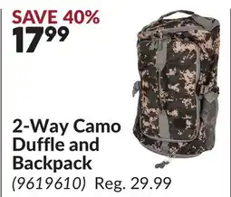 Princess Auto 2-Way Camo Duffle and Backpack offer