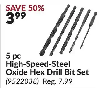 Princess Auto 5 pc High-Speed-Steel Oxide Hex Drill Bit Set offer