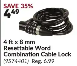 Princess Auto 4 ft x 8 mm Resettable Word Combination Cable Lock offer