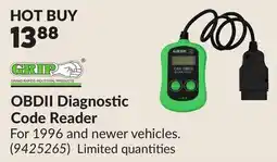 Princess Auto OBDII Diagnostic Code Reader offer
