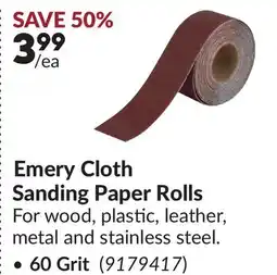 Princess Auto Emery Cloth Sanding Paper Rolls offer