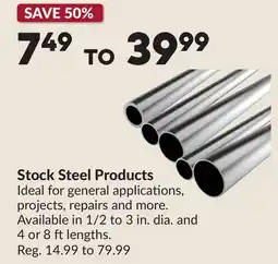 Princess Auto Stock Steel Products offer
