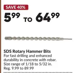 Princess Auto SDS Rotary Hammer Bits offer