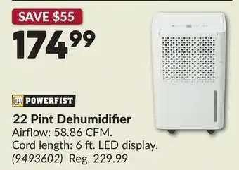Princess Auto 22 Pint Dehumidifier offer