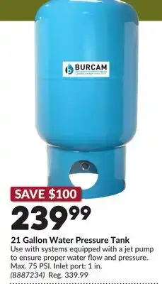 Princess Auto 21 Gallon Water Pressure Tank offer