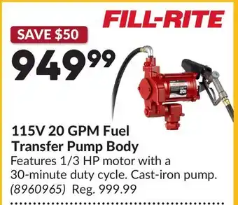 Princess Auto 115V 20 GPM Fuel Transfer Pump Body offer