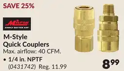 Princess Auto M-Style Quick Couplers offer