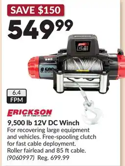 Princess Auto ERICKSON 9,500 lb 12V DC Winch offer