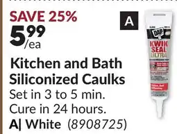 Princess Auto Kitchen and Bath Siliconized Caulks White offer