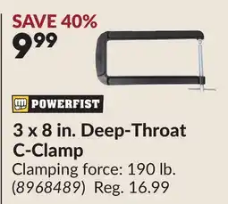 Princess Auto 3 x 8 in. Deep-Throat C-Clamp offer