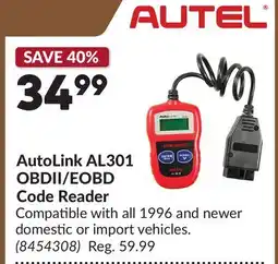 Princess Auto AutoLink AL301 OBDII EOBD Code Reader offer