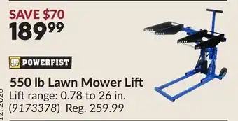 Princess Auto 550 lb Lawn Mower Lift offer