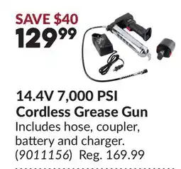 Princess Auto 14.4V 7,000 PSI Cordless Grease Gun offer