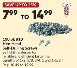 Princess Auto 100 pk #10 Hex-Head Self-Drilling Screws offer