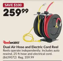 Princess Auto Dual Air Hose and Electric Cord Reel offer