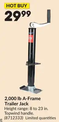 Princess Auto 2,000 lb A-Frame Trailer Jack offer