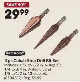 Princess Auto 3 pc Cobalt Step Drill Bit Set offer