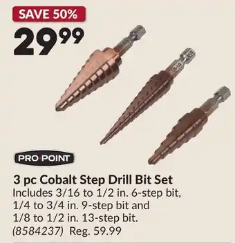 Princess Auto 3 pc Cobalt Step Drill Bit Set offer