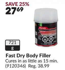 Princess Auto Fast Dry Body Filler offer