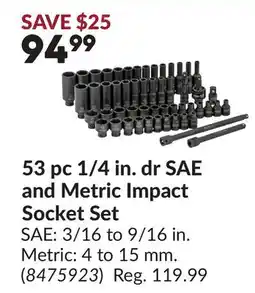 Princess Auto 53 pc 1/4 in. dr SAE and Metric Impact Socket Set offer