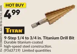 Princess Auto 9-Step 1/4 to 3/4 in. Titanium Drill Bit offer