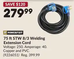Princess Auto 75 ft STW 8/3 Welding Extension Cord offer