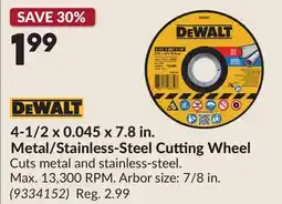 Princess Auto DEWALT 4-1/2 x 0.045 x 7.8 in. Metal/Stainless-Steel Cutting Wheel offer